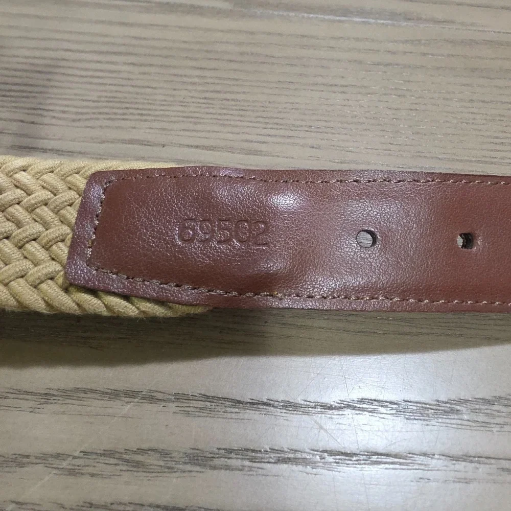 Lot of 2 Torino Men's Size 40 Cream & Beige Leather Breaded Belts Dressy Classic